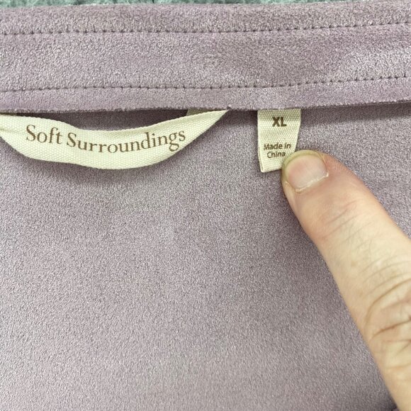 Soft Surroundings Top Womens Extra Large Purple Mauve Faux Suede V Neck Tunic - Picture 5 of 11